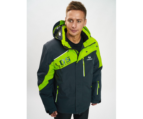 Горнолыжная куртка мужская большого размера зеленого цвета 77029Z