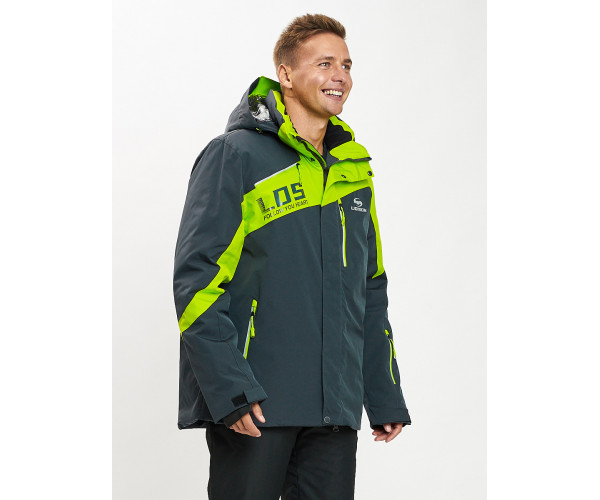 Горнолыжная куртка мужская большого размера зеленого цвета 77029Z