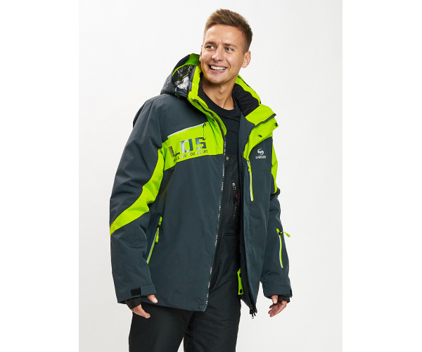 Горнолыжная куртка мужская большого размера зеленого цвета 77029Z