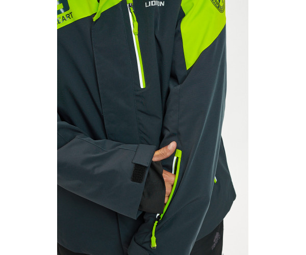 Горнолыжная куртка мужская большого размера зеленого цвета 77029Z