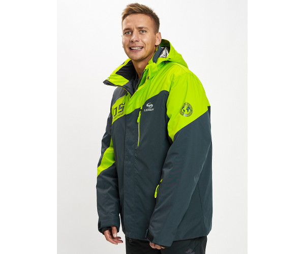 Горнолыжная куртка мужская большого размера зеленого цвета 77029Z