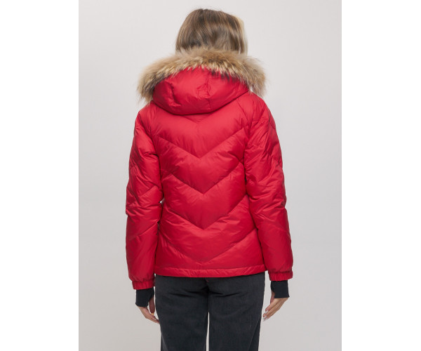 Пуховик еврозима с мехом Valianly красного цвета 22107Kr