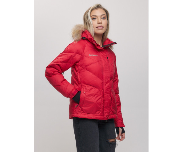 Пуховик еврозима с мехом Valianly красного цвета 22107Kr