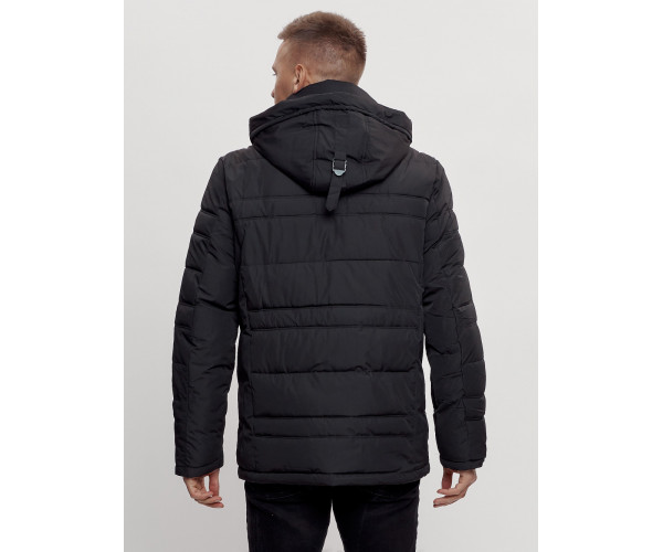 Куртка классическая с мехом мужская черного цвета 3166Ch