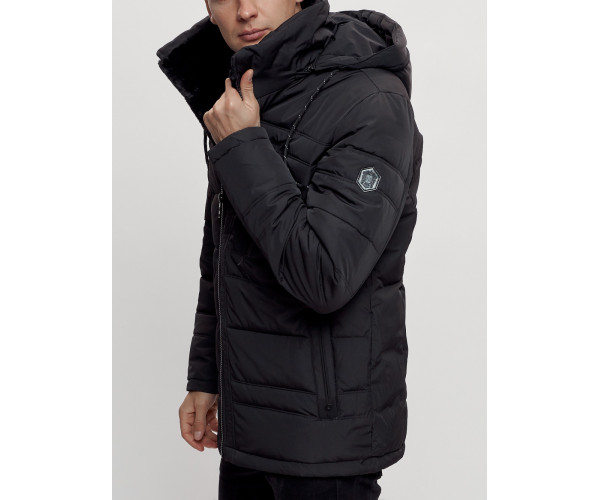 Куртка классическая с мехом мужская черного цвета 3166Ch