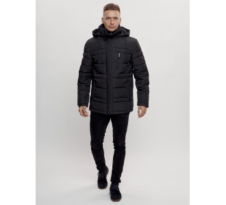 Куртка классическая с мехом мужская черного цвета 3166Ch