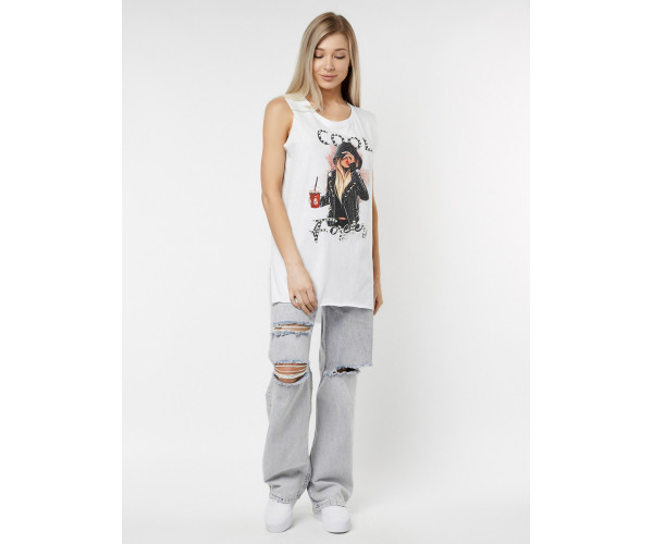 Футболка без рукавов женская белого цвета 8201Bl