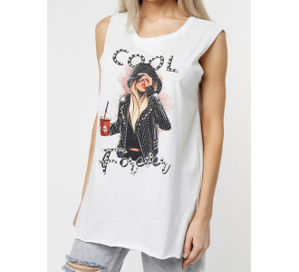 Футболка без рукавов женская белого цвета 8201Bl