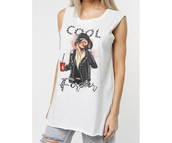 Футболка без рукавов женская белого цвета 8201Bl