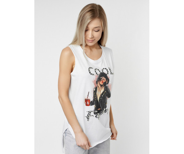 Футболка без рукавов женская белого цвета 8201Bl