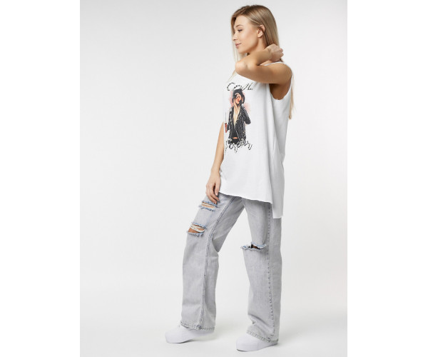 Футболка без рукавов женская белого цвета 8201Bl