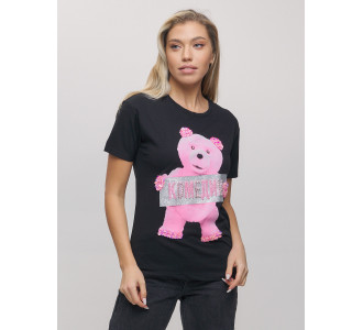 Женские футболки с принтом черного цвета 1681Ch