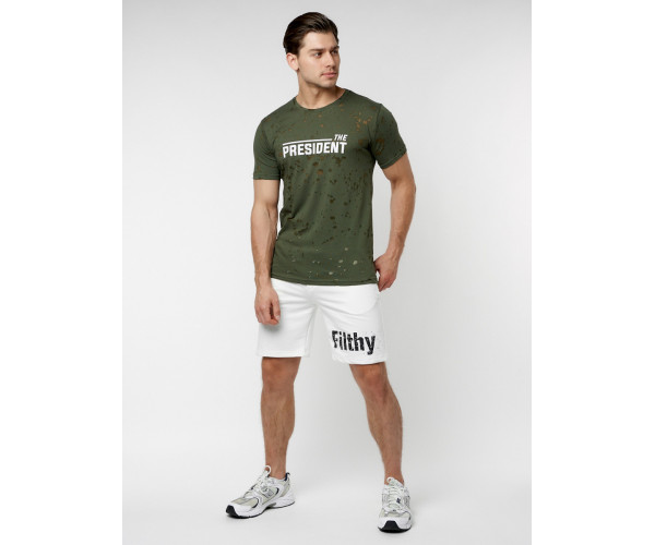 Мужская футболка с надпесью хаки цвета 221038Kh