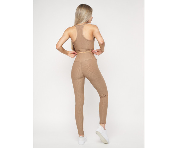 Костюм для фитнеса бежевого цвета 22098B