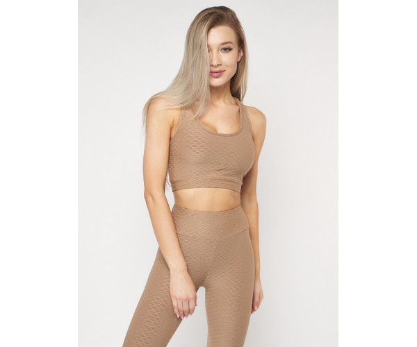 Костюм для фитнеса бежевого цвета 22098B