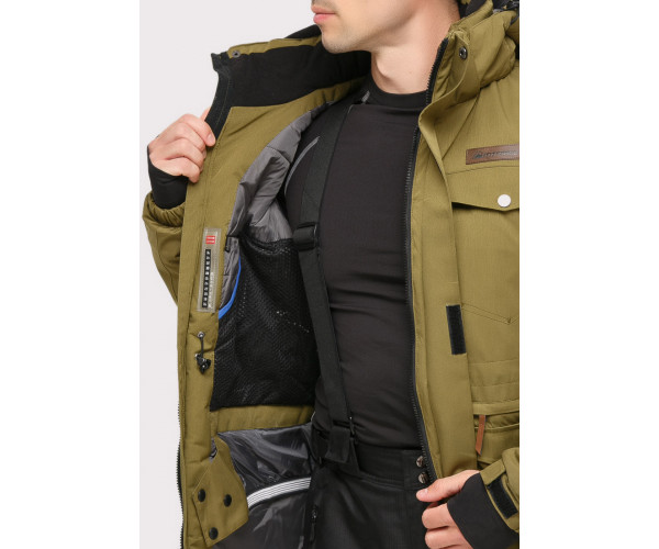 Мужской зимний костюм горнолыжный цвета хаки 01910Kh