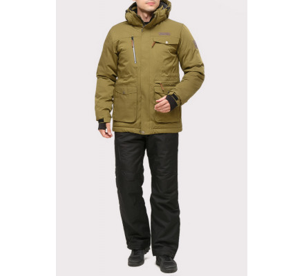 Мужской зимний костюм горнолыжный цвета хаки 01910Kh