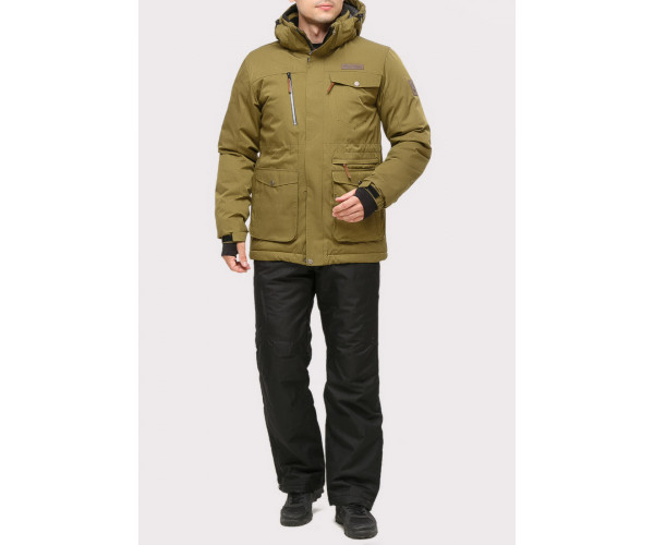 Мужской зимний костюм горнолыжный цвета хаки 01910Kh