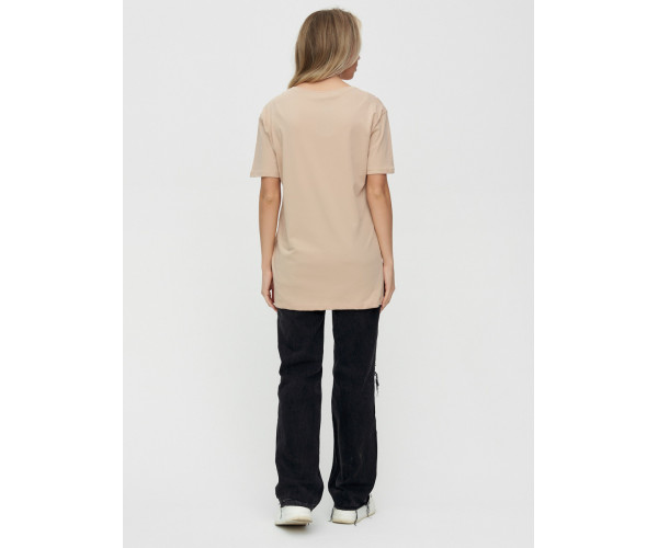 Женская туника с принтом бежевого цвета 4296B