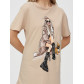 Женская туника с принтом бежевого цвета 4296B