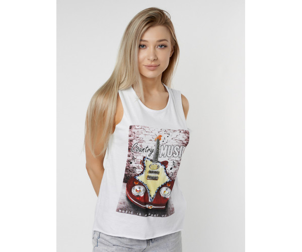 Футболка без рукавов женская белого цвета 8209Bl