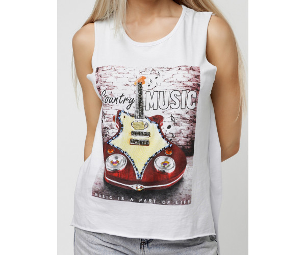 Футболка без рукавов женская белого цвета 8209Bl