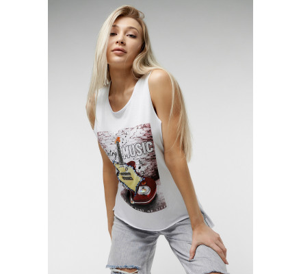 Футболка без рукавов женская белого цвета 8209Bl