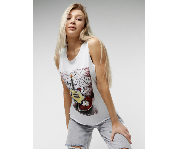 Футболка без рукавов женская белого цвета 8209Bl