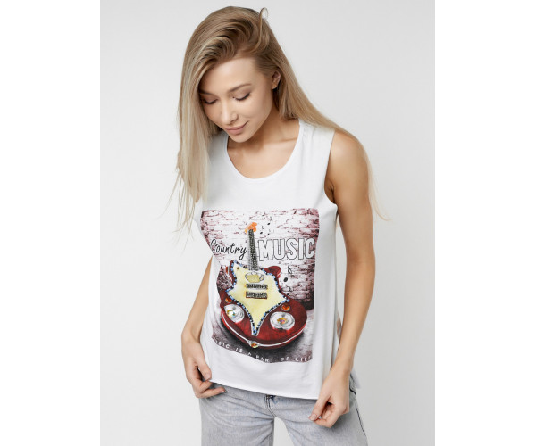 Футболка без рукавов женская белого цвета 8209Bl