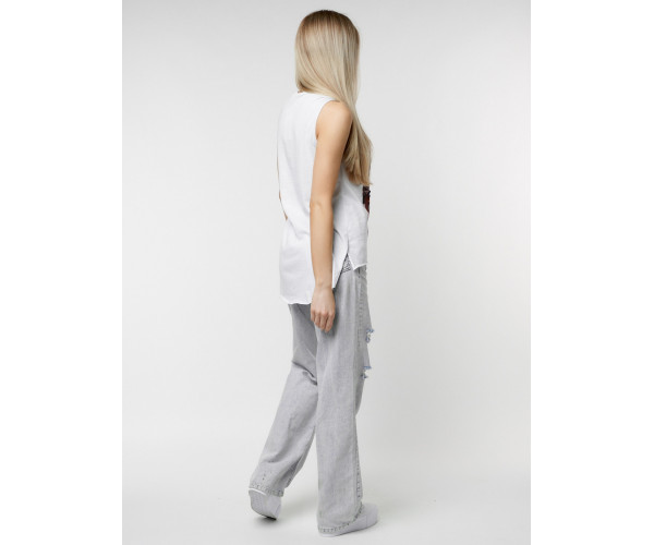 Футболка без рукавов женская белого цвета 8209Bl