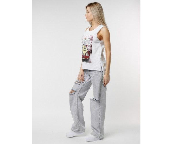 Футболка без рукавов женская белого цвета 8209Bl