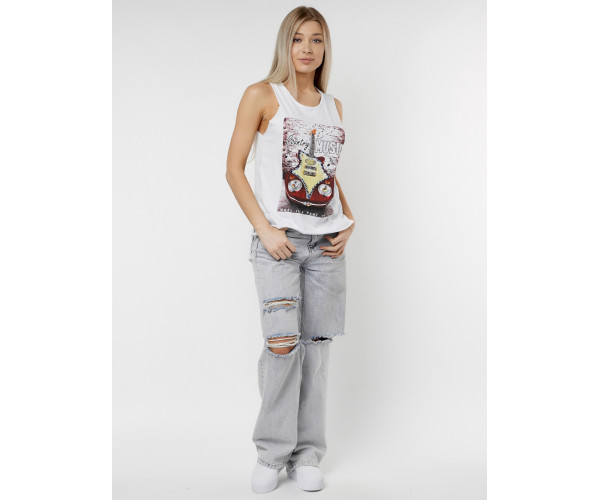 Футболка без рукавов женская белого цвета 8209Bl