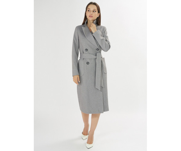 Пальто демисезонное серого цвета 41707Sr