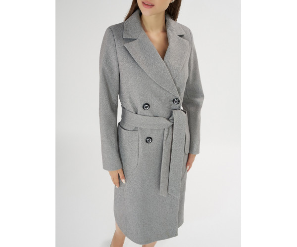 Пальто демисезонное серого цвета 41707Sr