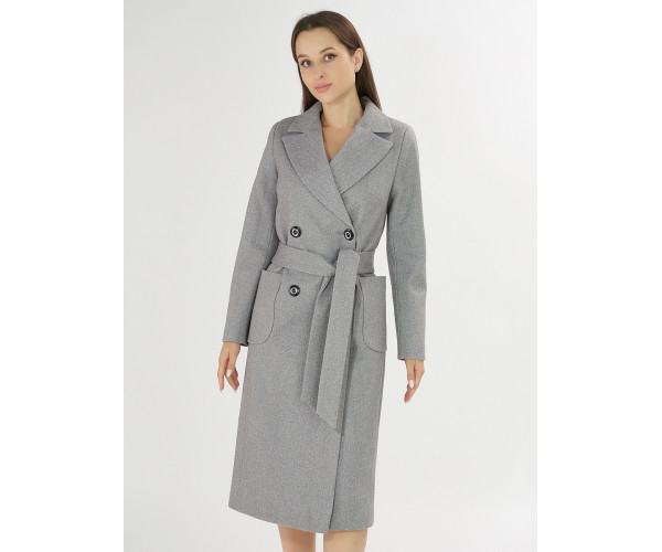 Пальто демисезонное серого цвета 41707Sr