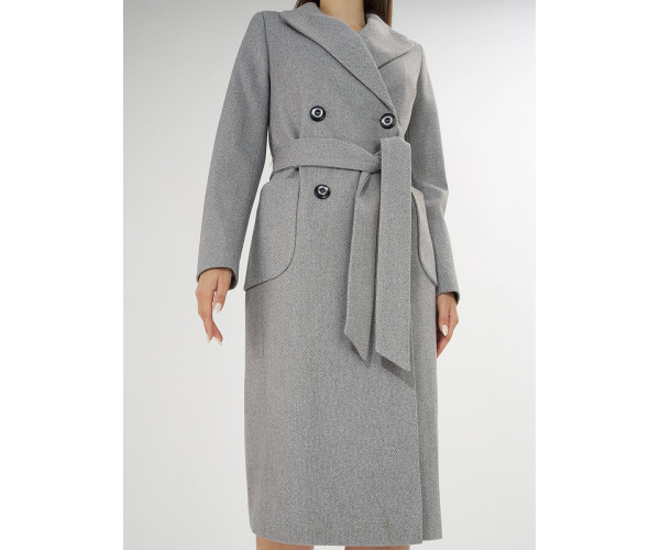 Пальто демисезонное серого цвета 41707Sr