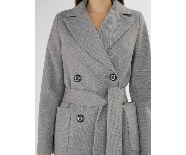 Пальто демисезонное серого цвета 41707Sr