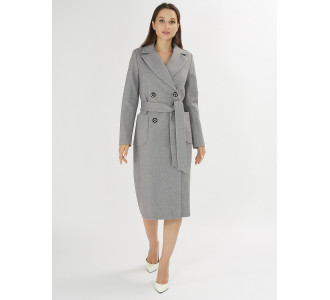Пальто демисезонное серого цвета 41707Sr