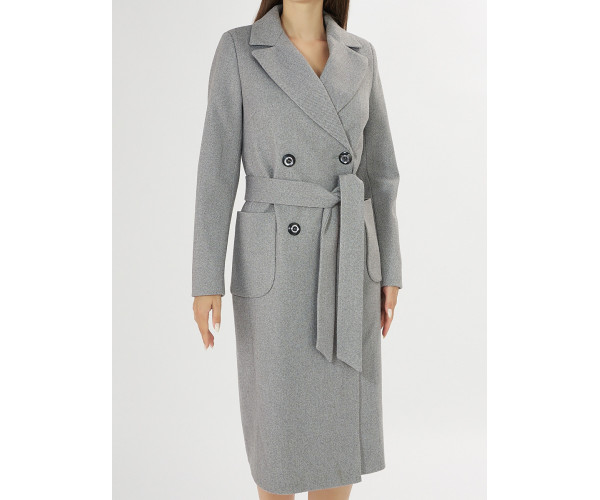 Пальто демисезонное серого цвета 41707Sr