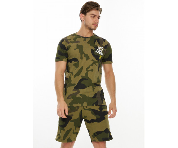 Костюм шорты и футболка цвета камуфляж 221071Kf