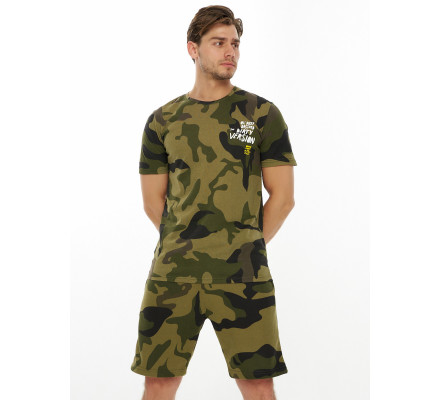 Костюм шорты и футболка цвета камуфляж 221071Kf
