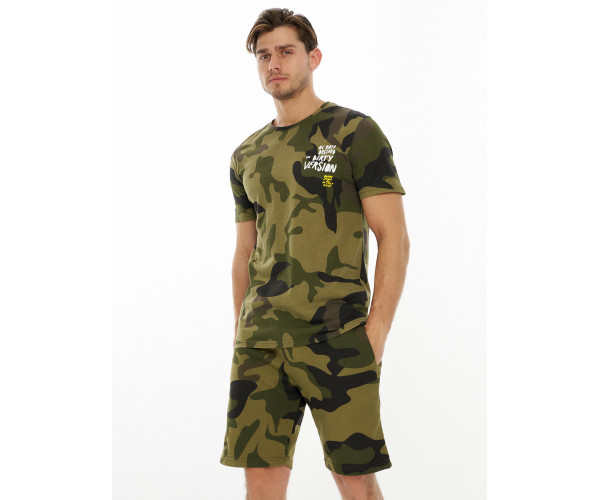 Костюм шорты и футболка цвета камуфляж 221071Kf