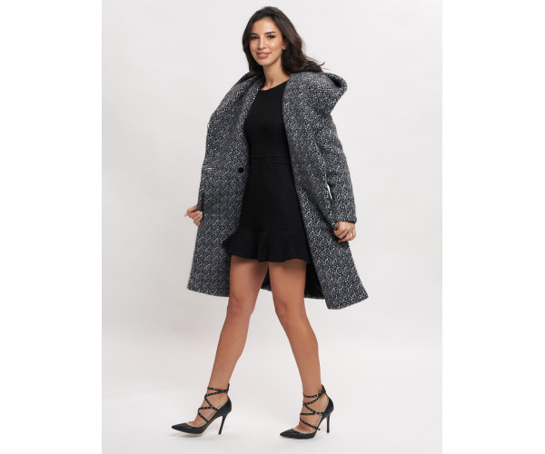 Пальто зимнее женское темно-серого цвета 4017TC