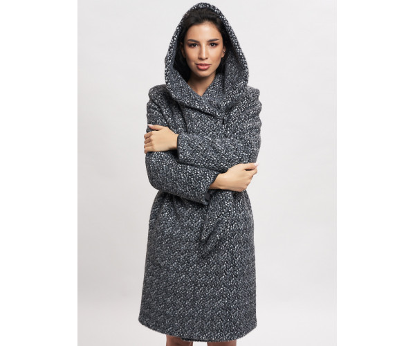 Пальто зимнее женское темно-серого цвета 4017TC