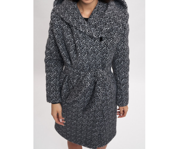 Пальто зимнее женское темно-серого цвета 4017TC