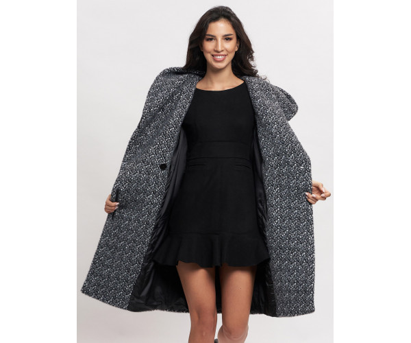 Пальто зимнее женское темно-серого цвета 4017TC