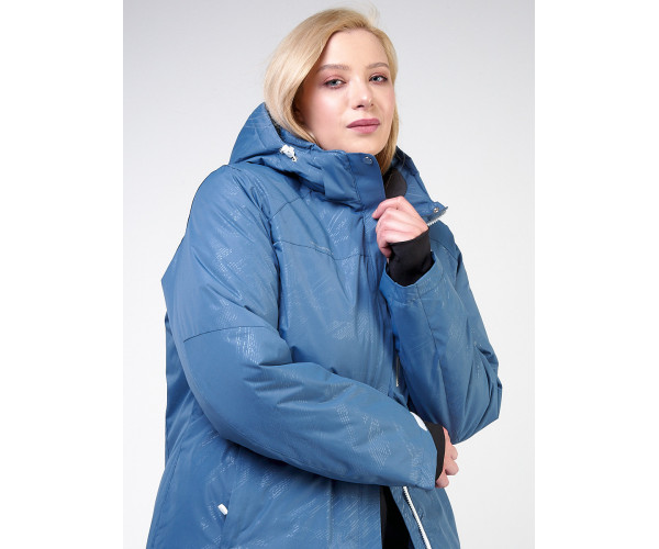 Женская зимняя горнолыжная куртка большого размера голубого цвета 21982Gl