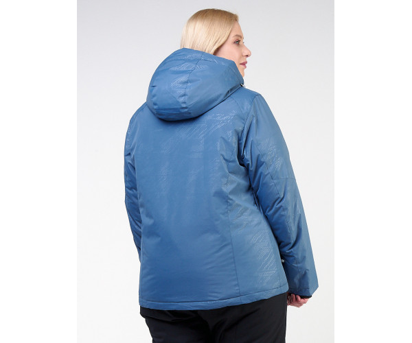 Женская зимняя горнолыжная куртка большого размера голубого цвета 21982Gl