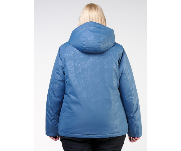 Женская зимняя горнолыжная куртка большого размера голубого цвета 21982Gl