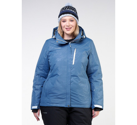 Женская зимняя горнолыжная куртка большого размера голубого цвета 21982Gl